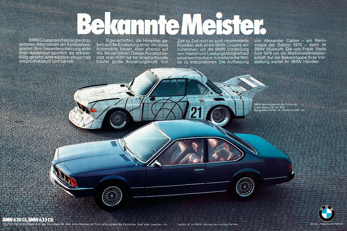 Anteprima. Nuova BMW Serie 5 berlina - image bmw_csl_art_car_frank_stella_and_633si on https://motori.net