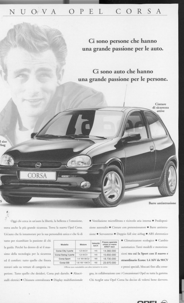 James Dean amava le auto, Opel Corsa ama gli automobilisti - image 1994-Opel-Corsa-B-B-James-Dean on https://motori.net
